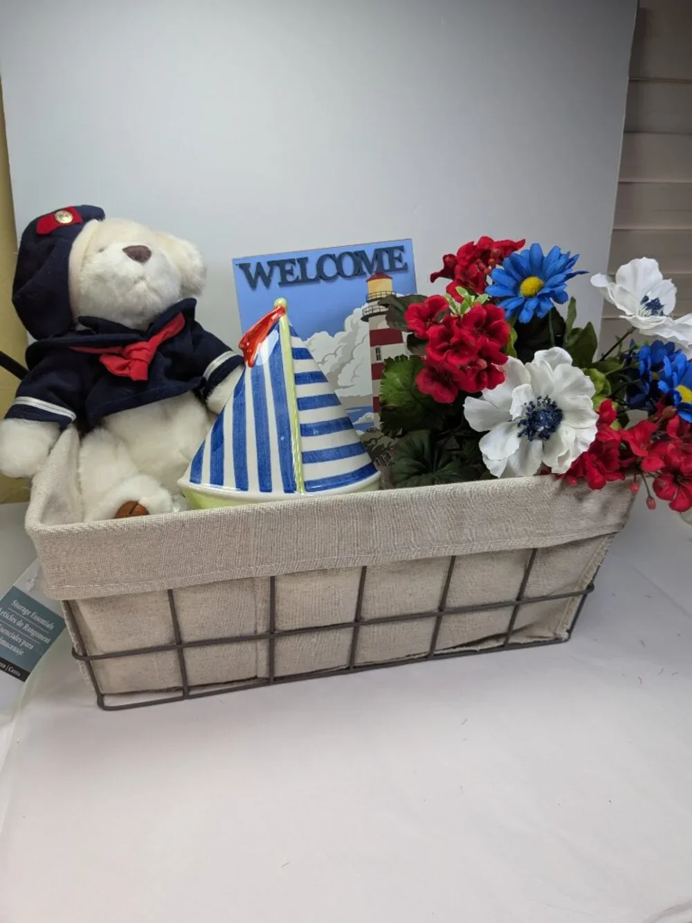 Patriotic Sadek Andrea Sailboat Bank & Taylor Bear Gift Set Americana Basket